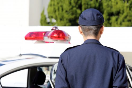 警察官とパトカー