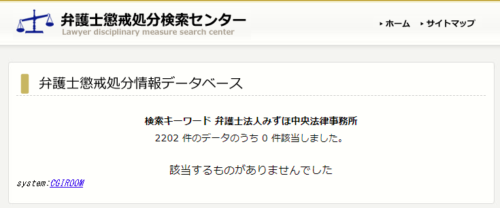 みずほ中央法律事務所の懲戒処分1