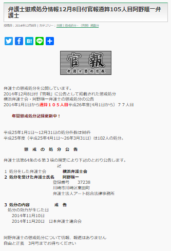 阿野 順一の懲戒処分2