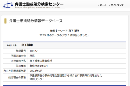真下博考の懲戒処分1