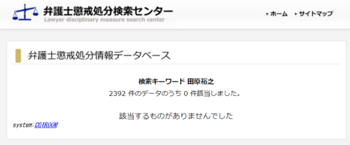 田原裕之の懲戒処分