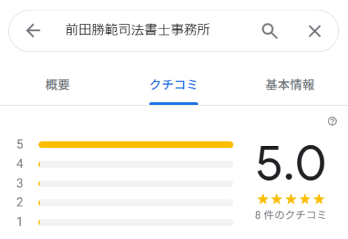 前田勝範司法書士事務所のGoogleマップの口コミ